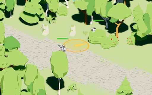 Combate en un bosque del mundo isométrico de Nebark